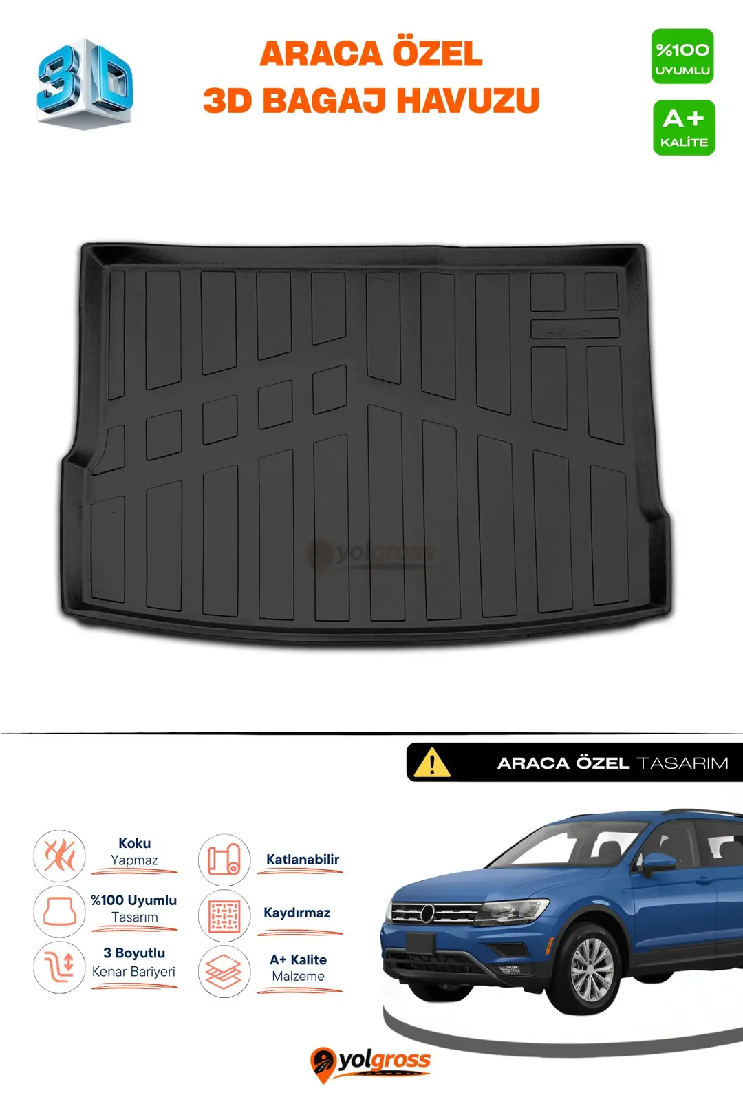 Ürün görseli: VW Tiguan 3D Pro Bagaj Havuzu 2016-2023 A+ Kalite