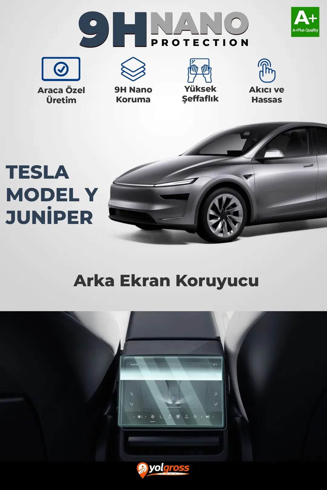 Ürün görseli: Tesla Model Y Jüniper 8 İnç 9H Nano Arka Yolcu Tablet Ekran Koruyucu Parlak 2025 Üzeri A+ Kalite