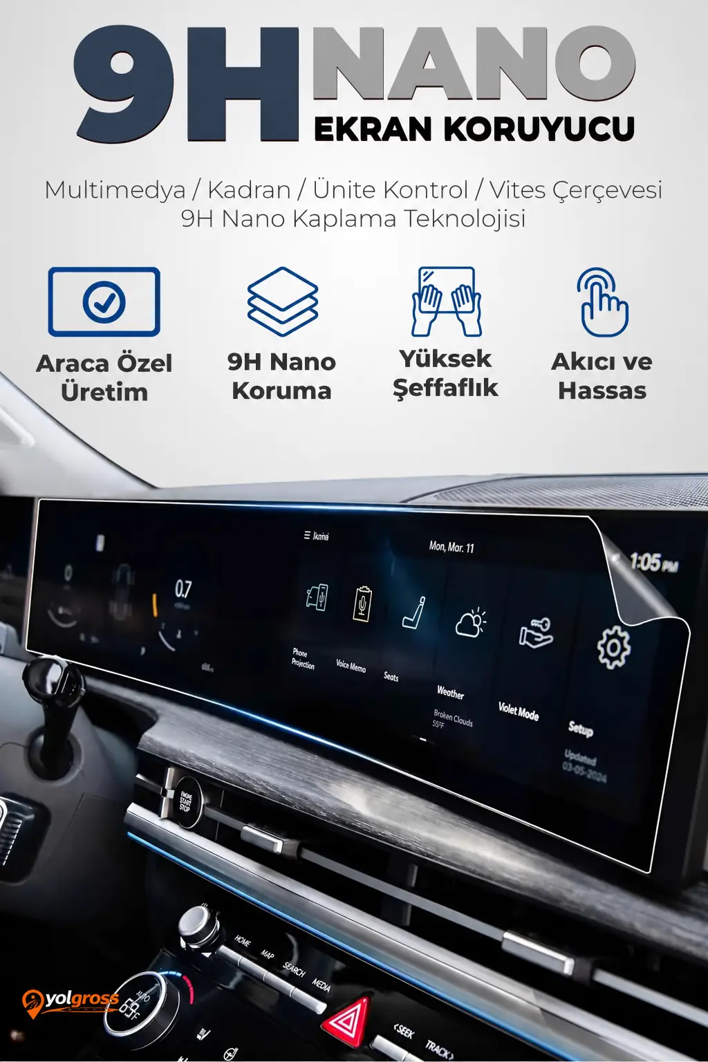 Renault Clio 6 Evolution 9H Multimedya Ekran Koruyucu Parlak 2026 Üzeri A+ Kalite