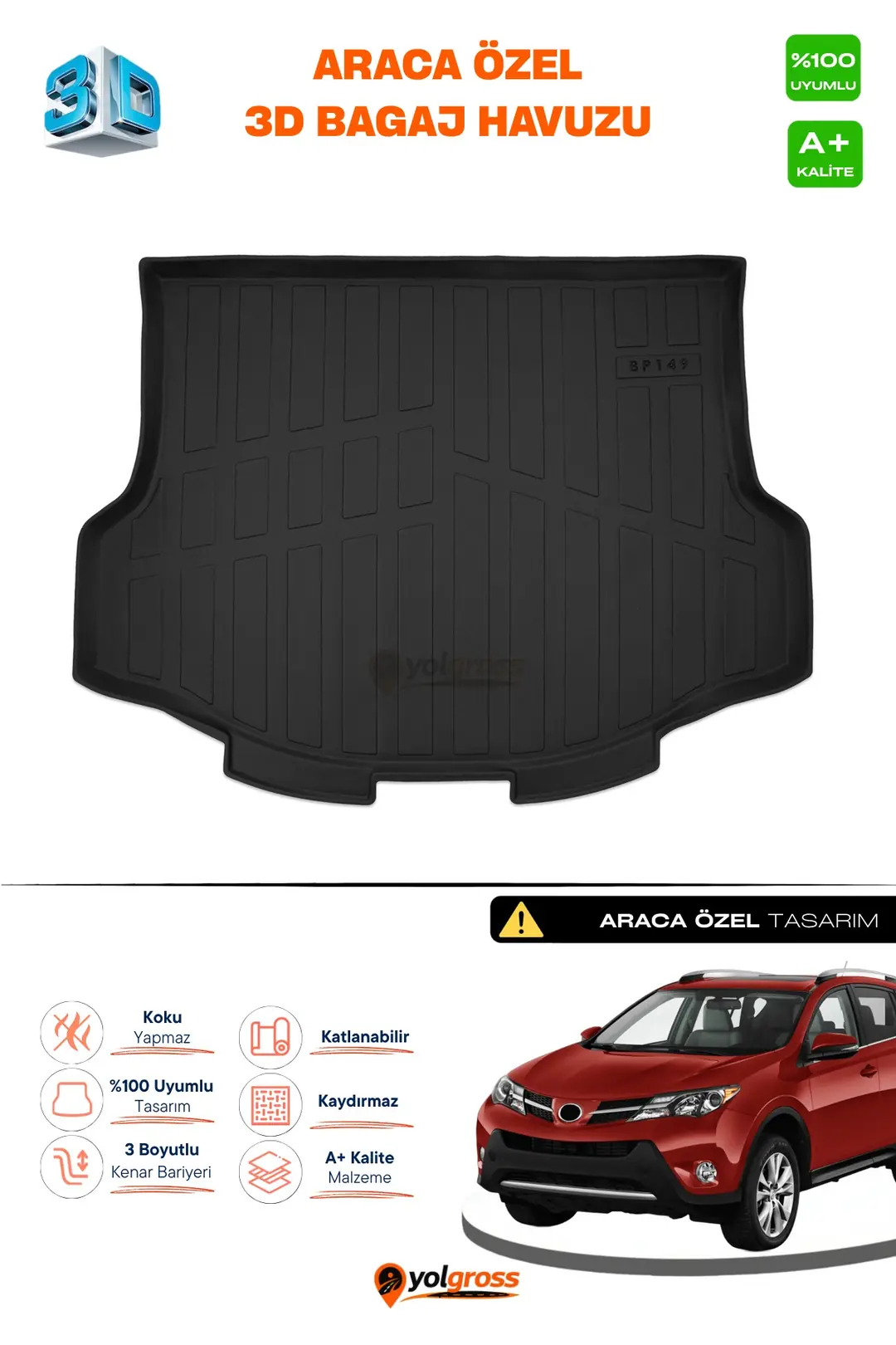 Ürün görseli: Toyota Rav4 3D Pro Bagaj Havuzu 2013-2017 A+ Kalite