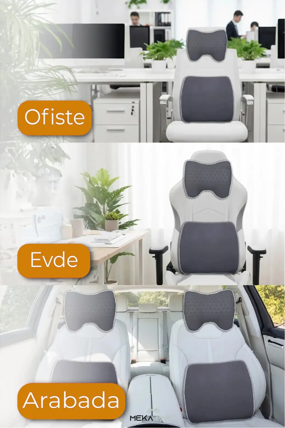 Araç Bel ve Boyun Destek Yastığı Yumuşak Visco Tek Koltuk Set