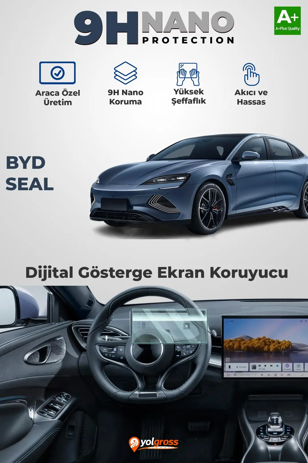 Ürün görseli: BYD Seal Awd 9H Nano Gösterge Ekran Koruyucu Parlak 2024 Üzeri A+ Kalite