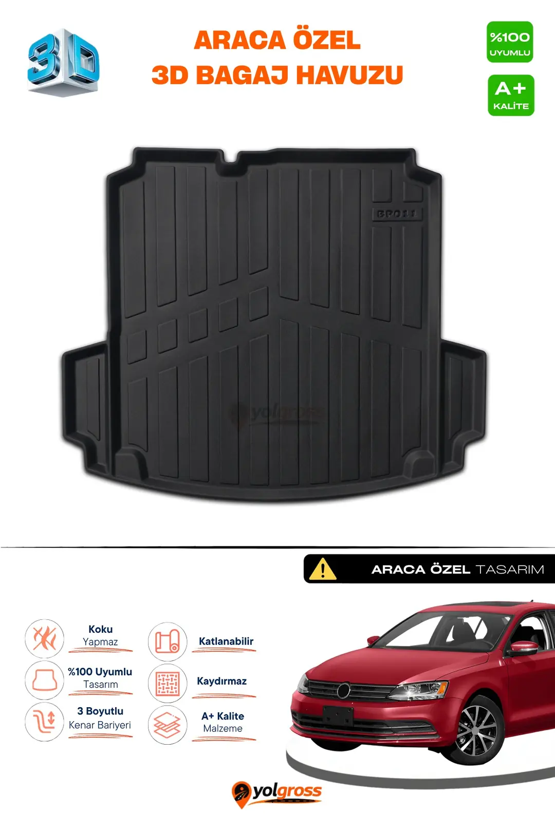 Ürün görseli: VW Jetta 3D Pro Bagaj Havuzu Cepli 2011 Üzeri A+ Kalite