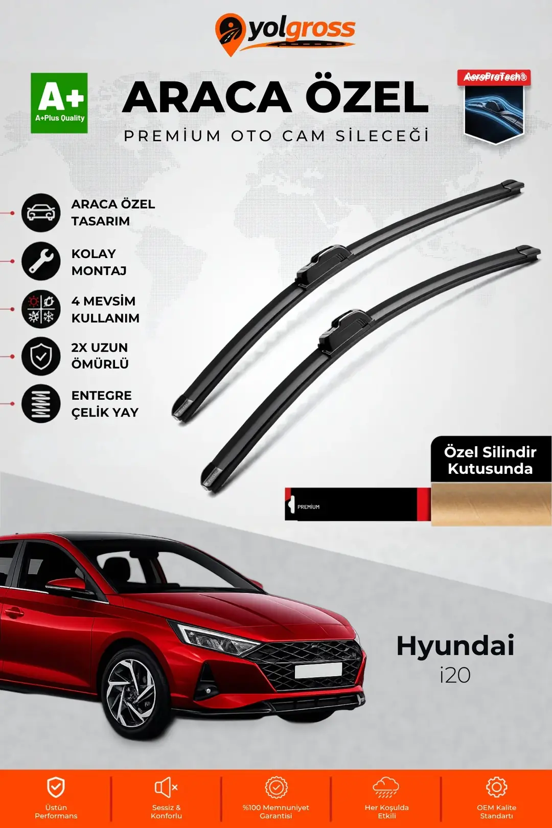 Hyundai i20 Ön Cam Silecek Seti 2020 Üzeri Premium Araca Özel 60-38 Cm A+ Kalite
