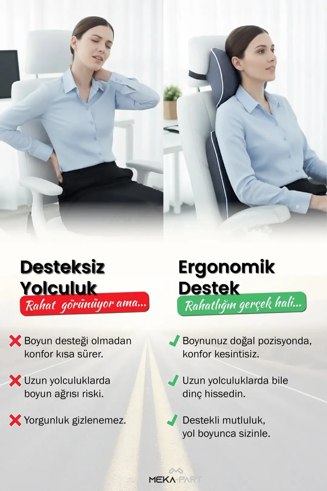 Araç Bel ve Boyun Destek Yastığı Yumuşak Visco Tek Koltuk Set