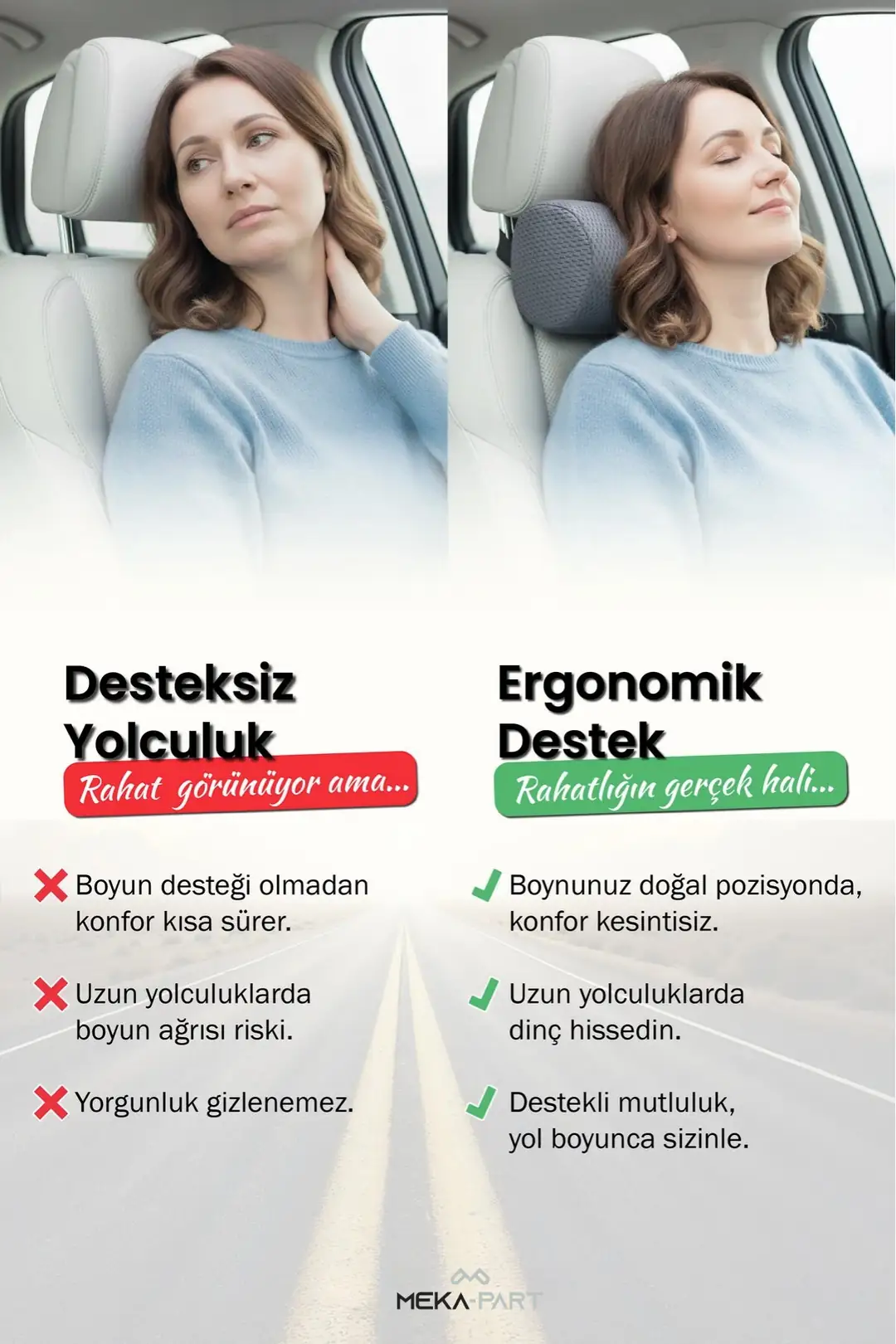 Araç Boyun Destek Yastığı Visco Yumuşak 25x14x11 Cm